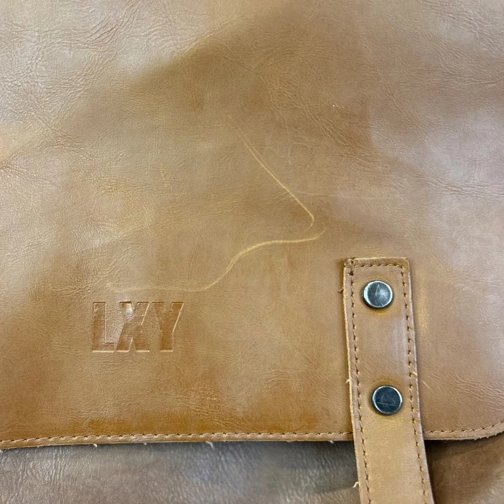 LXY Brown Faux Leather Flap Buckle Backpack Casual Everyday Travel School